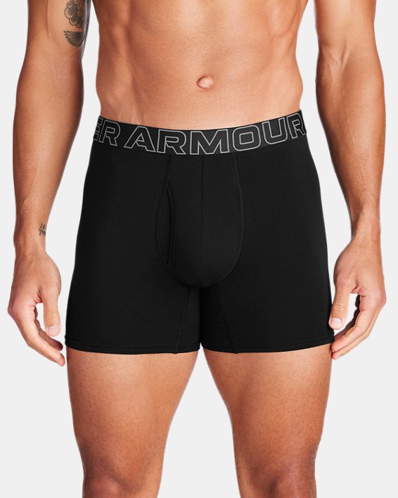 Men's UA Performance Cotton 6" 3-Pack Boxerjock®, Black, pdpMainDesktop image number 0